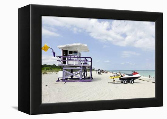 Beach Lifeguard Tower '79 St', Miami South Beach, Florida, Usa-Axel Schmies-Framed Premier Image Canvas