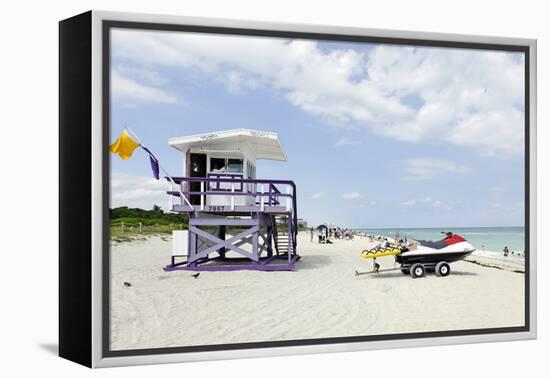 Beach Lifeguard Tower '79 St', Miami South Beach, Florida, Usa-Axel Schmies-Framed Premier Image Canvas