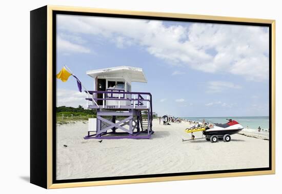 Beach Lifeguard Tower '79 St', Miami South Beach, Florida, Usa-Axel Schmies-Framed Premier Image Canvas