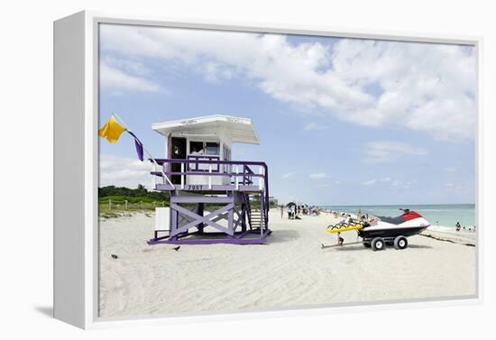 Beach Lifeguard Tower '79 St', Miami South Beach, Florida, Usa-Axel Schmies-Framed Premier Image Canvas