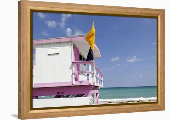 Beach Lifeguard Tower '83 St', Atlantic Ocean, Miami South Beach, Florida, Usa-Axel Schmies-Framed Premier Image Canvas