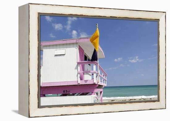 Beach Lifeguard Tower '83 St', Atlantic Ocean, Miami South Beach, Florida, Usa-Axel Schmies-Framed Premier Image Canvas