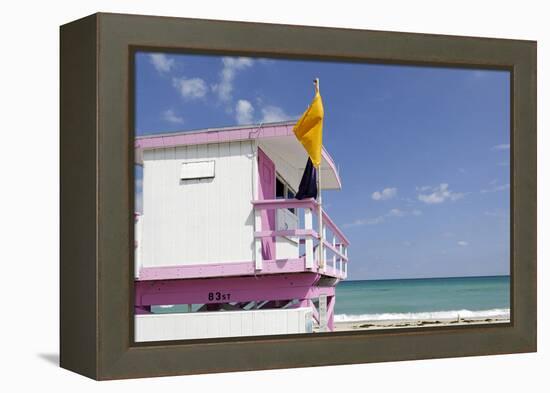 Beach Lifeguard Tower '83 St', Atlantic Ocean, Miami South Beach, Florida, Usa-Axel Schmies-Framed Premier Image Canvas