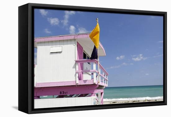 Beach Lifeguard Tower '83 St', Atlantic Ocean, Miami South Beach, Florida, Usa-Axel Schmies-Framed Premier Image Canvas