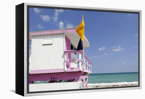 Beach Lifeguard Tower '83 St', Atlantic Ocean, Miami South Beach, Florida, Usa-Axel Schmies-Framed Premier Image Canvas