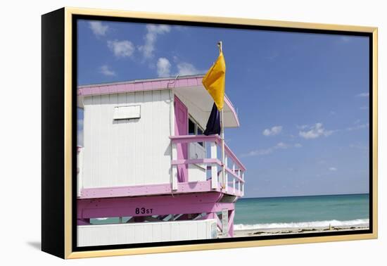 Beach Lifeguard Tower '83 St', Atlantic Ocean, Miami South Beach, Florida, Usa-Axel Schmies-Framed Premier Image Canvas