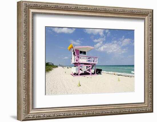 Beach Lifeguard Tower '83 St', Atlantic Ocean, Miami South Beach, Florida, Usa-Axel Schmies-Framed Photographic Print