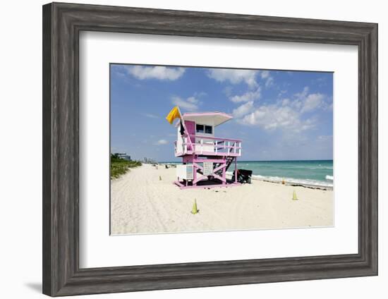 Beach Lifeguard Tower '83 St', Atlantic Ocean, Miami South Beach, Florida, Usa-Axel Schmies-Framed Photographic Print