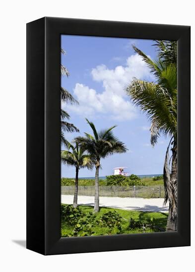 Beach Lifeguard Tower '83 St', Atlantic Ocean, Miami South Beach, Florida, Usa-Axel Schmies-Framed Premier Image Canvas