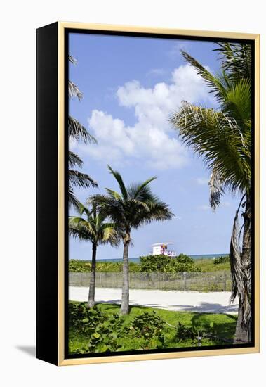 Beach Lifeguard Tower '83 St', Atlantic Ocean, Miami South Beach, Florida, Usa-Axel Schmies-Framed Premier Image Canvas