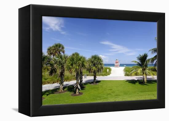 Beach Lifeguard Tower 'Jetty', Bicycle Rental Station in South Point Park, Florida-Axel Schmies-Framed Premier Image Canvas