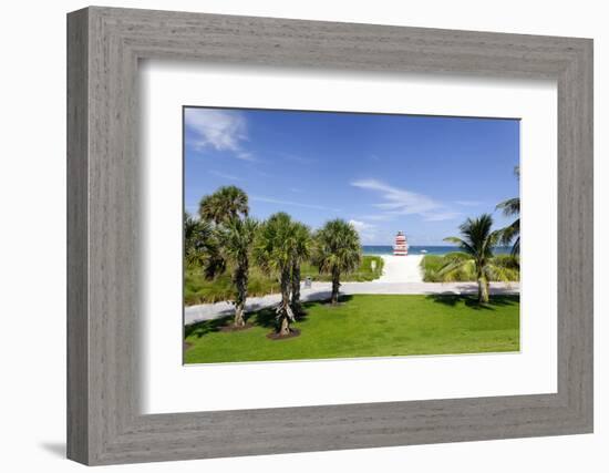 Beach Lifeguard Tower 'Jetty', Bicycle Rental Station in South Point Park, Florida-Axel Schmies-Framed Photographic Print