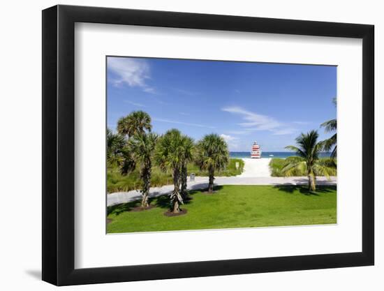 Beach Lifeguard Tower 'Jetty', Bicycle Rental Station in South Point Park, Florida-Axel Schmies-Framed Photographic Print