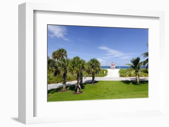 Beach Lifeguard Tower 'Jetty', Bicycle Rental Station in South Point Park, Florida-Axel Schmies-Framed Photographic Print