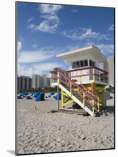 Beach Lifeguard Tower, South Beach, Miami, Florida-Walter Bibikow-Mounted Photographic Print