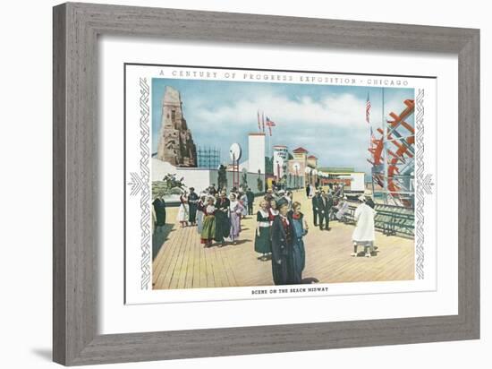 Beach Midway, Chicago World Fair-null-Framed Art Print
