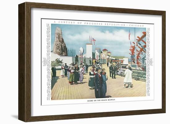 Beach Midway, Chicago World Fair-null-Framed Art Print