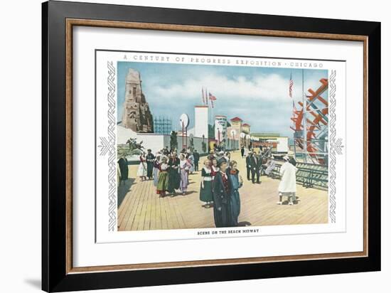 Beach Midway, Chicago World Fair-null-Framed Art Print