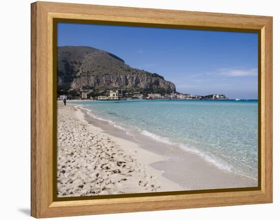 Beach, Mondello, Palermo, Sicily, Italy, Mediterranean, Europe-Martin Child-Framed Premier Image Canvas