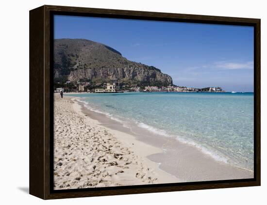 Beach, Mondello, Palermo, Sicily, Italy, Mediterranean, Europe-Martin Child-Framed Premier Image Canvas
