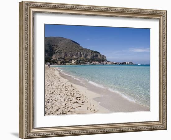 Beach, Mondello, Palermo, Sicily, Italy, Mediterranean, Europe-Martin Child-Framed Photographic Print