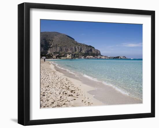 Beach, Mondello, Palermo, Sicily, Italy, Mediterranean, Europe-Martin Child-Framed Photographic Print