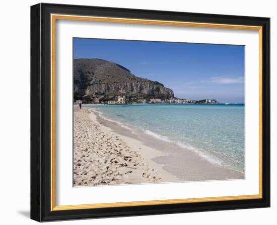 Beach, Mondello, Palermo, Sicily, Italy, Mediterranean, Europe-Martin Child-Framed Photographic Print