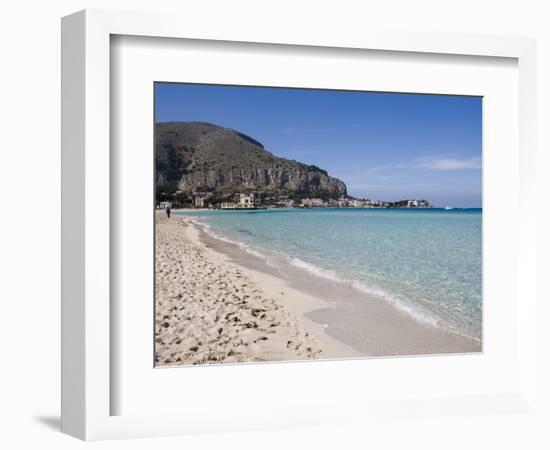 Beach, Mondello, Palermo, Sicily, Italy, Mediterranean, Europe-Martin Child-Framed Premium Photographic Print