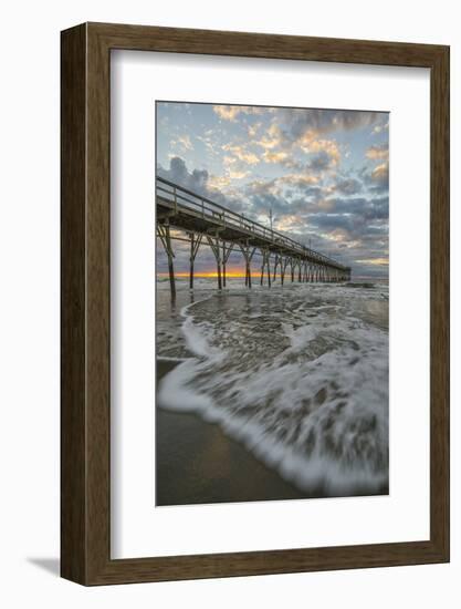 Beach, ocean, waves and pier at sunrise, Sunset Beach, North Carolina, United States of America, No-Jon Reaves-Framed Photographic Print