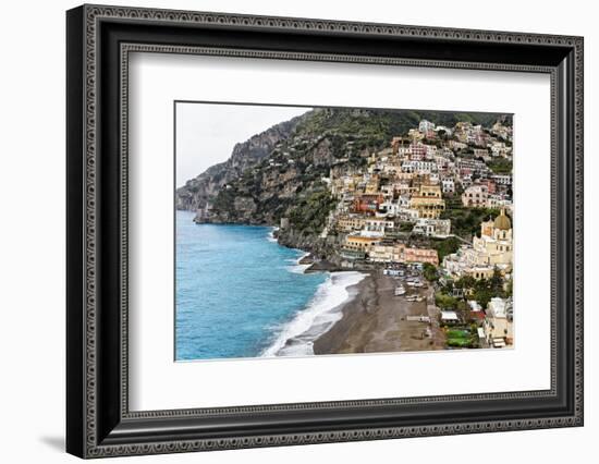 Beach of a Hillside Town, Positano, Italy-George Oze-Framed Photographic Print