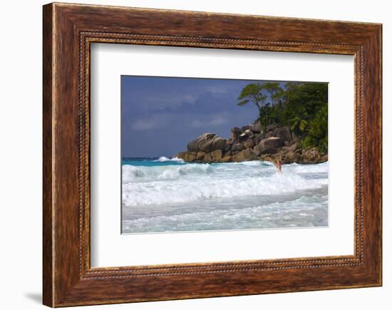 Beach of the Lemuria Resort of Praslin, Praslin Island, Seychelles-null-Framed Premium Giclee Print