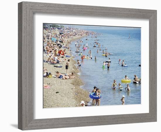 Beach on a Hot Day, Southsea, Hampshire, England, United Kingdom-Jean Brooks-Framed Photographic Print