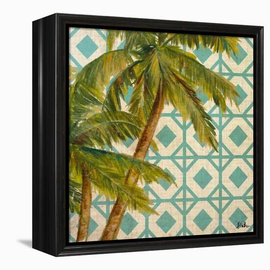 Beach Palm Turquoise Pattern I-Patricia Pinto-Framed Stretched Canvas