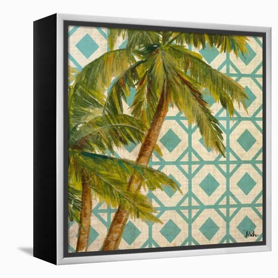 Beach Palm Turquoise Pattern I-Patricia Pinto-Framed Stretched Canvas