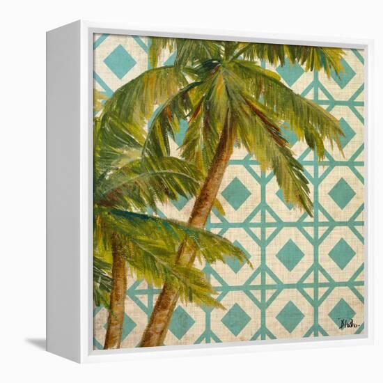 Beach Palm Turquoise Pattern I-Patricia Pinto-Framed Stretched Canvas