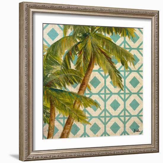 Beach Palm Turquoise Pattern I-Patricia Pinto-Framed Art Print