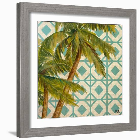 Beach Palm Turquoise Pattern I-Patricia Pinto-Framed Art Print