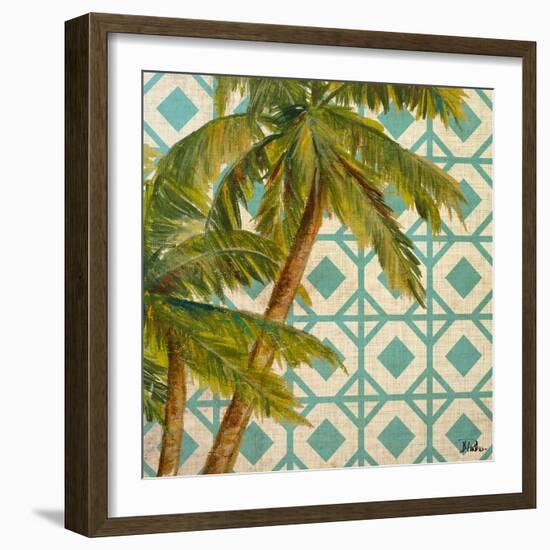 Beach Palm Turquoise Pattern I-Patricia Pinto-Framed Art Print