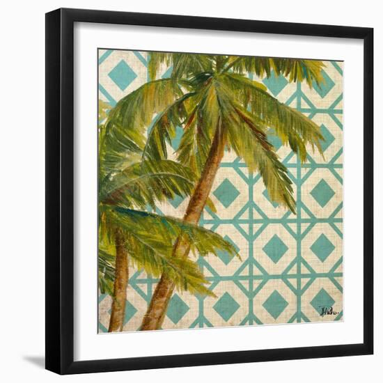 Beach Palm Turquoise Pattern I-Patricia Pinto-Framed Art Print