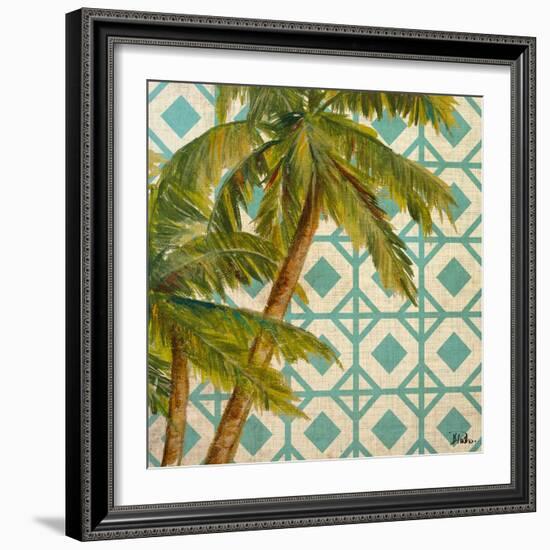 Beach Palm Turquoise Pattern I-Patricia Pinto-Framed Art Print