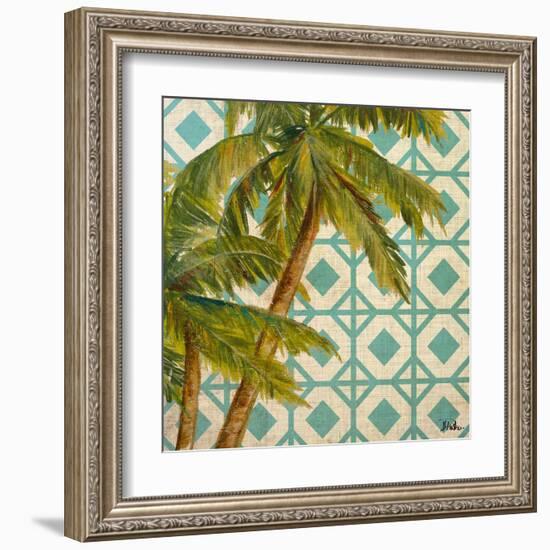 Beach Palm Turquoise Pattern I-Patricia Pinto-Framed Art Print