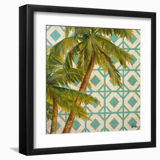 Beach Palm Turquoise Pattern I-Patricia Pinto-Framed Art Print