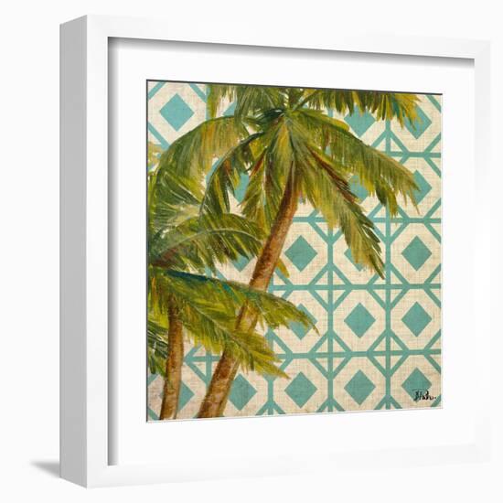 Beach Palm Turquoise Pattern I-Patricia Pinto-Framed Art Print
