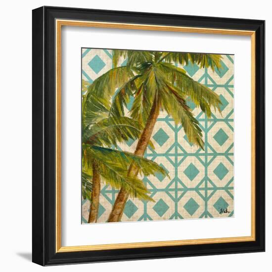 Beach Palm Turquoise Pattern I-Patricia Pinto-Framed Art Print