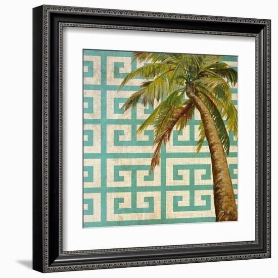 Beach Palm Turquoise Pattern II-Patricia Pinto-Framed Art Print