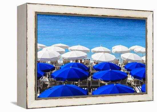 Beach Parasols, Nice, Alpes Maritimes, Provence, Cote D'Azur, French Riviera, France, Europe-Amanda Hall-Framed Premier Image Canvas