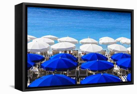 Beach Parasols, Nice, Alpes Maritimes, Provence, Cote D'Azur, French Riviera, France, Europe-Amanda Hall-Framed Premier Image Canvas