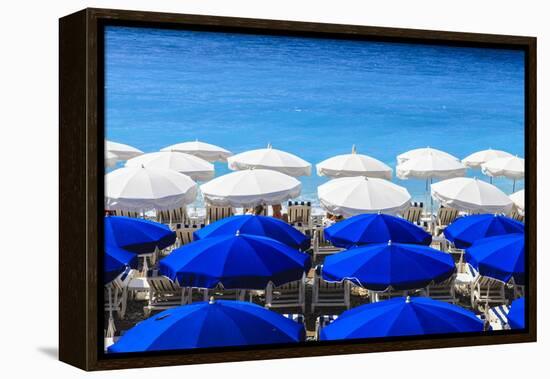 Beach Parasols, Nice, Alpes Maritimes, Provence, Cote D'Azur, French Riviera, France, Europe-Amanda Hall-Framed Premier Image Canvas