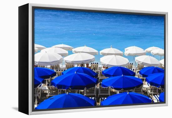 Beach Parasols, Nice, Alpes Maritimes, Provence, Cote D'Azur, French Riviera, France, Europe-Amanda Hall-Framed Premier Image Canvas