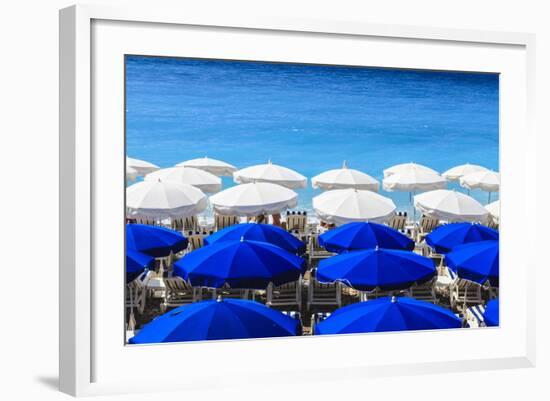 Beach Parasols, Nice, Alpes Maritimes, Provence, Cote D'Azur, French Riviera, France, Europe-Amanda Hall-Framed Photographic Print